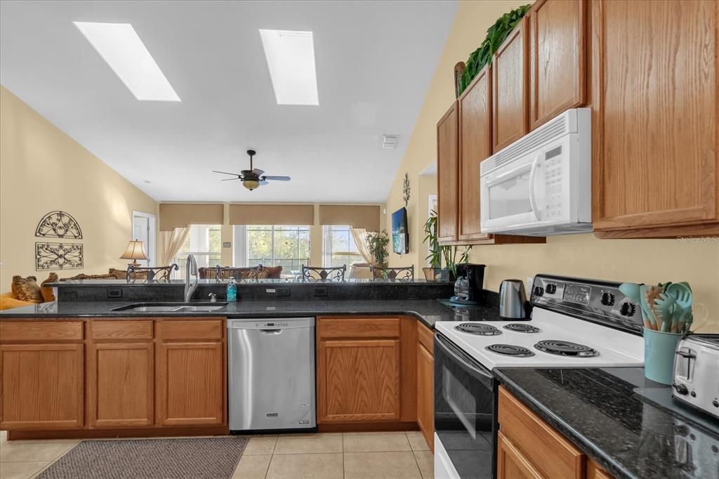 Kitchen overlooking the Family room