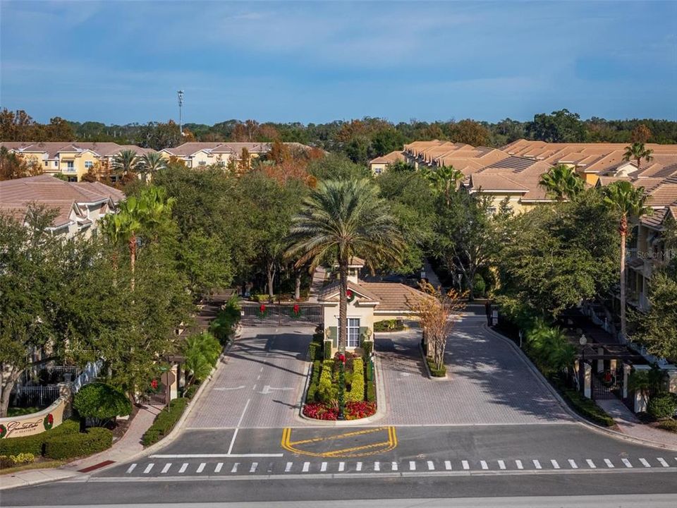 Ariel view of the gated entrance.