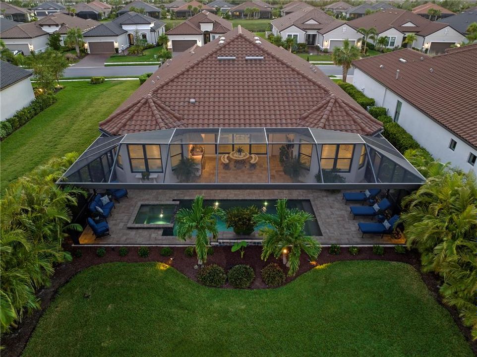 Ariel view showcasing the entire back patio.