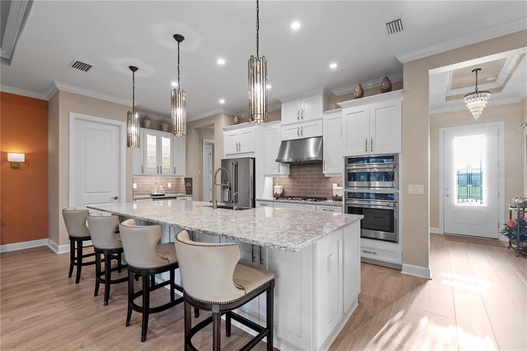 Kitchen featuring recess lighting and pendant lighting.