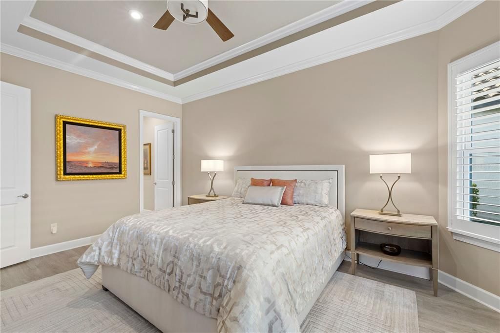 Second Owner's suite featuring tray ceilings and crown molding.