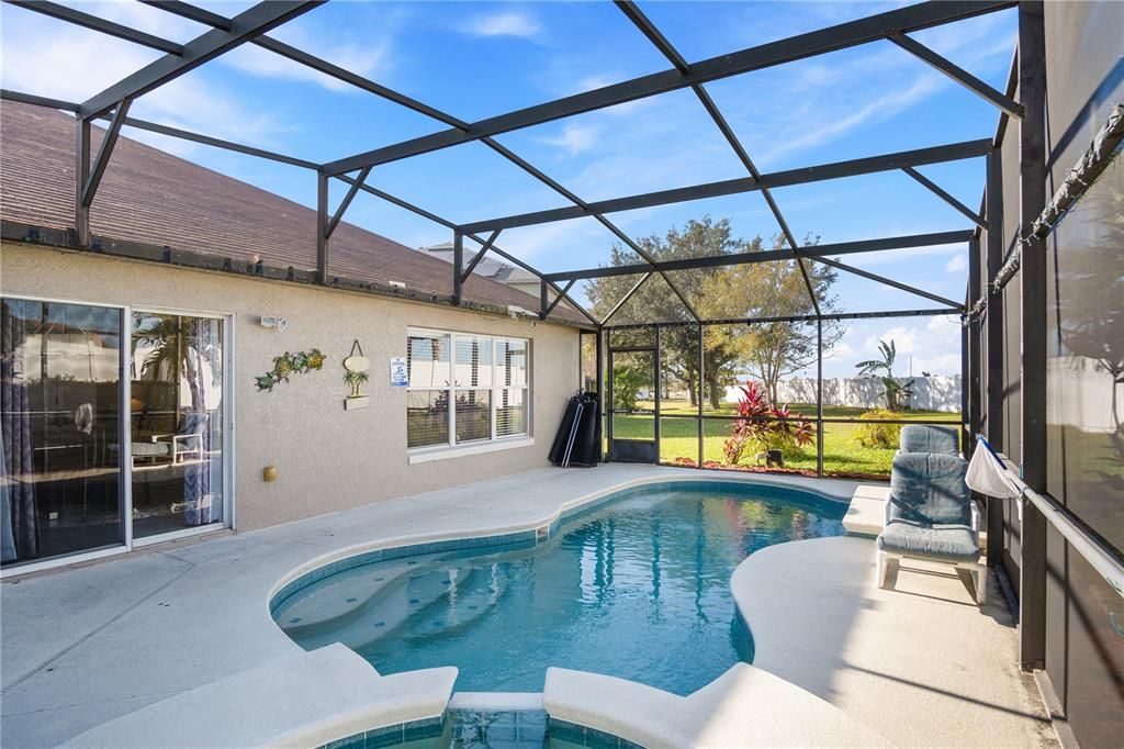 Pool view from the sitting area