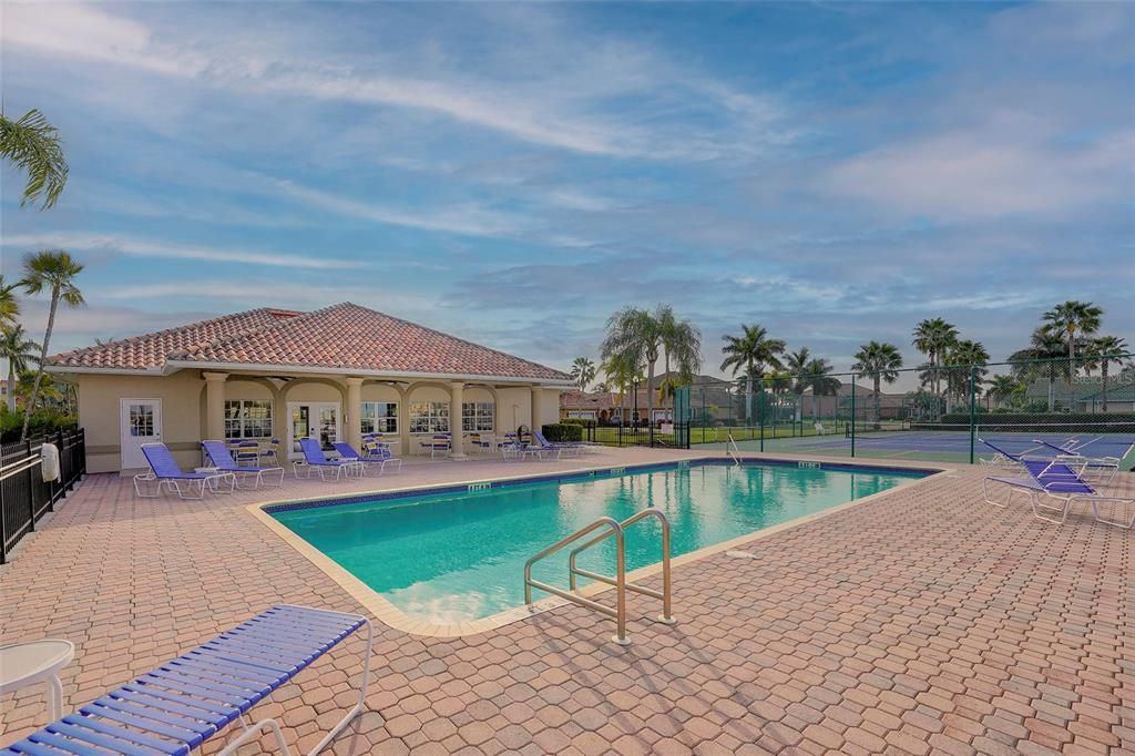 Community heated pool and clubhouse.