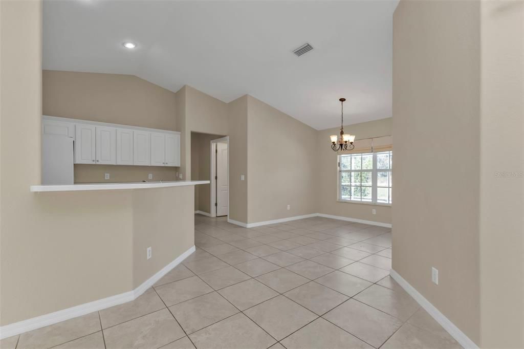 Tile flooring throughout main living area.