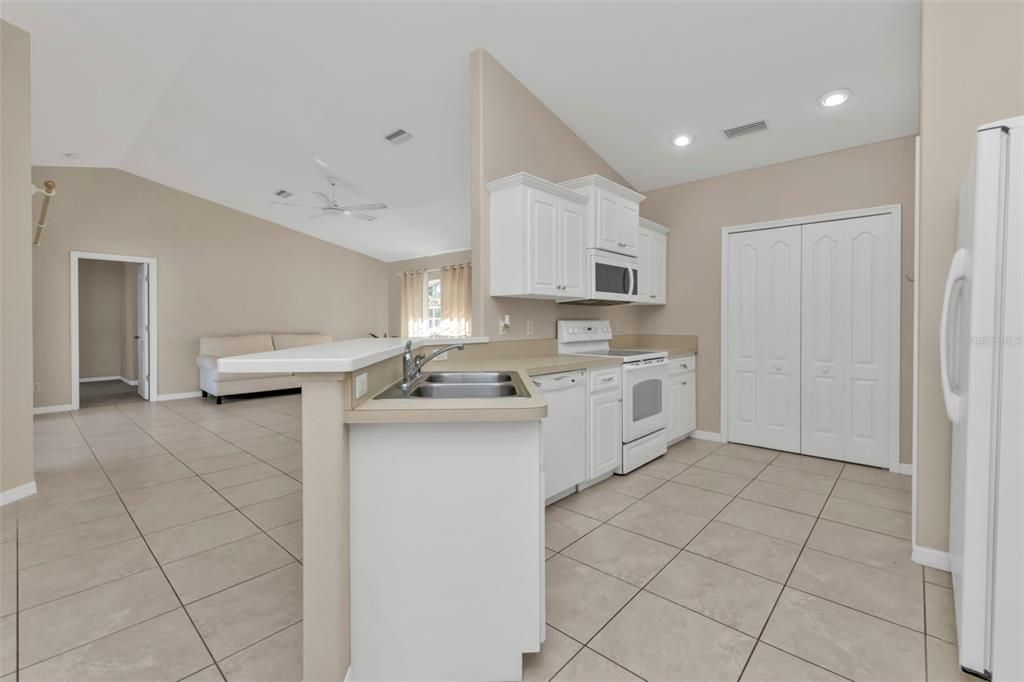 Breakfast bar in kitchen.