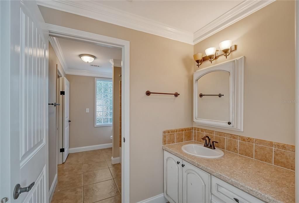 Jack-&-Jill Bathroom - West side - single vanity for Bedroom 2 - second floor.