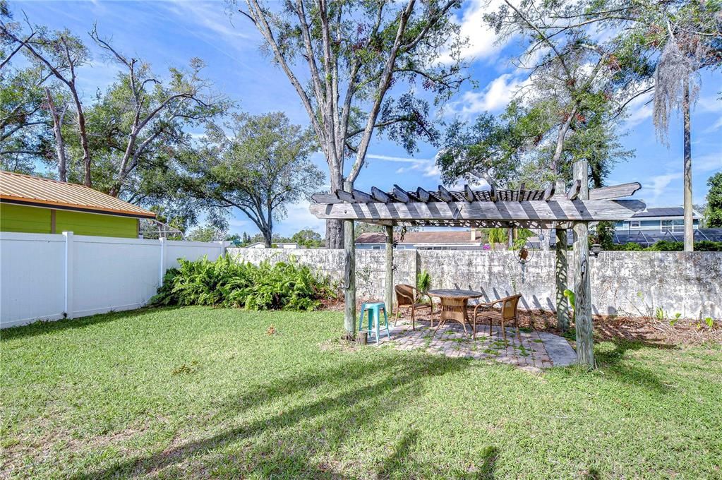 Pergola on Backyard Lawn