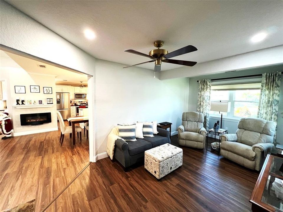 bonus room and electric fireplace