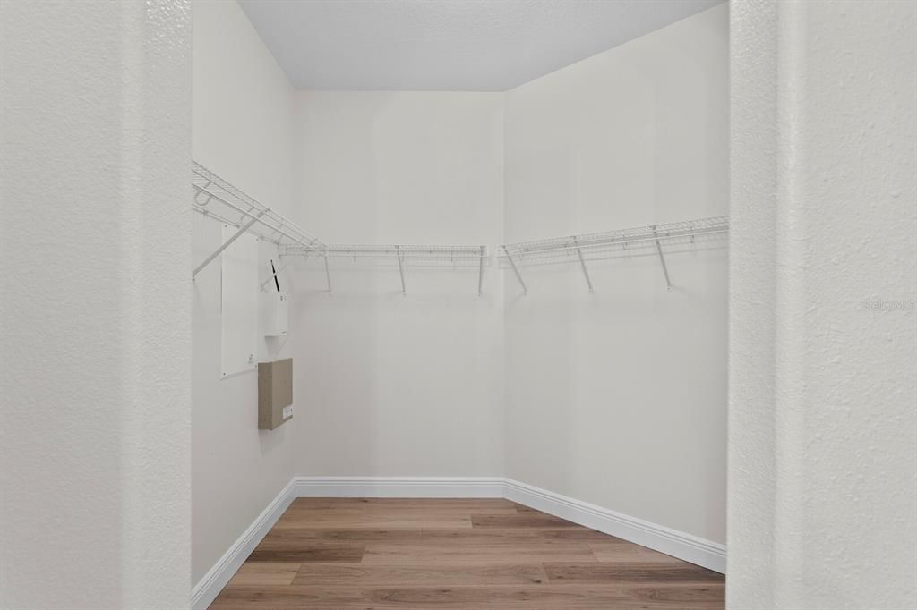 There's plenty of storage in the large walk-in closet in the primary suite