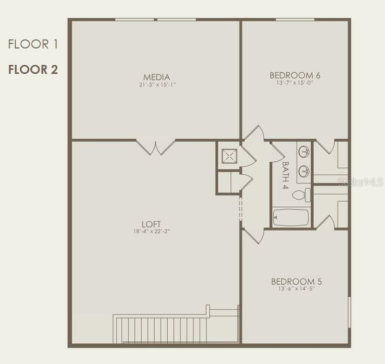 Floor plan with options selected - 2nd floor