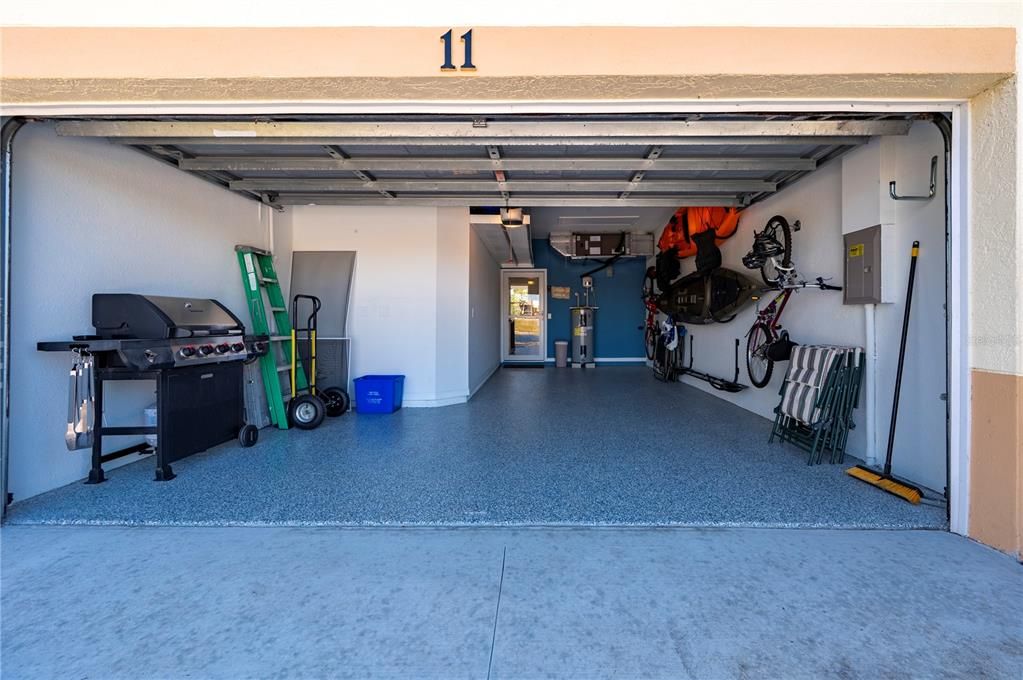 oversized 1 car garage with room for golf cart and storage