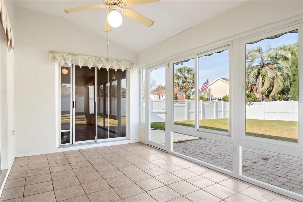 Florida room with dog door.