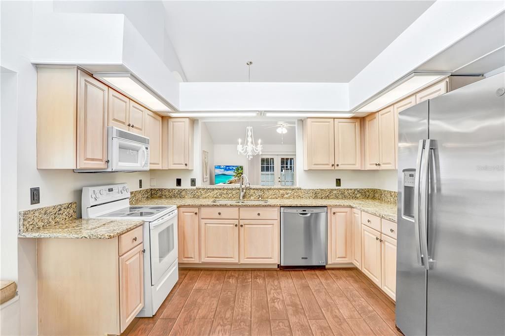 The kitchen has plenty of storage and countertop space