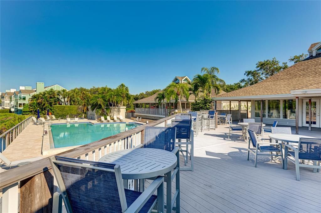 Deck overlooks the main pool