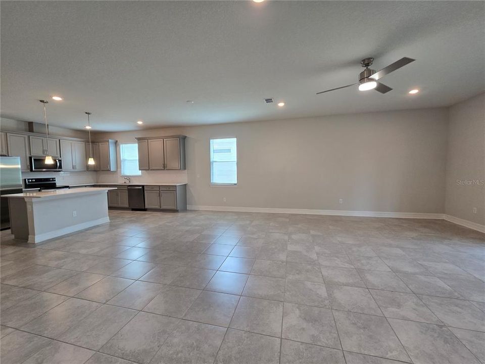 Great room open kitchen layout