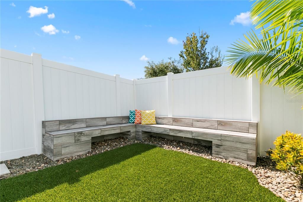 Backyard with artificial turf