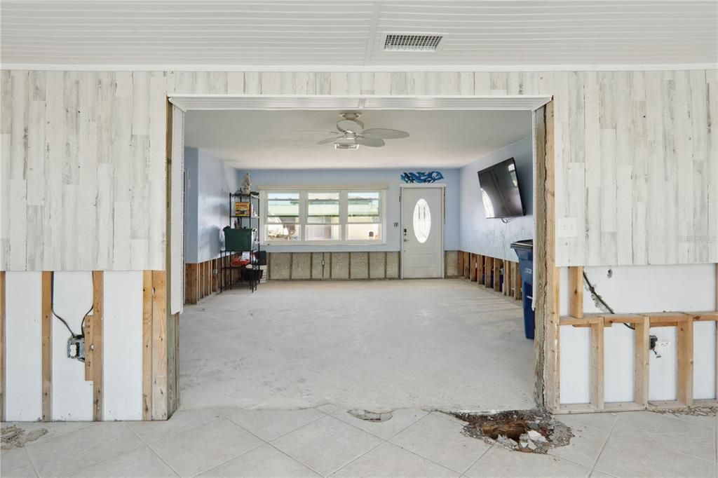 Sun room looking into living room