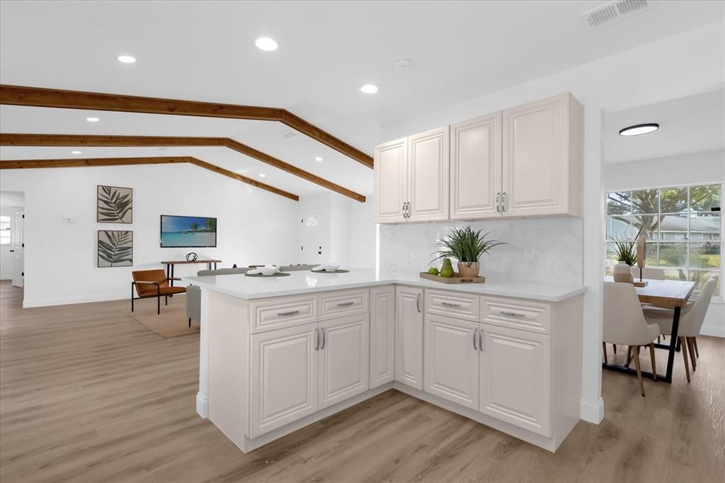 Kitchen overlooking the living room