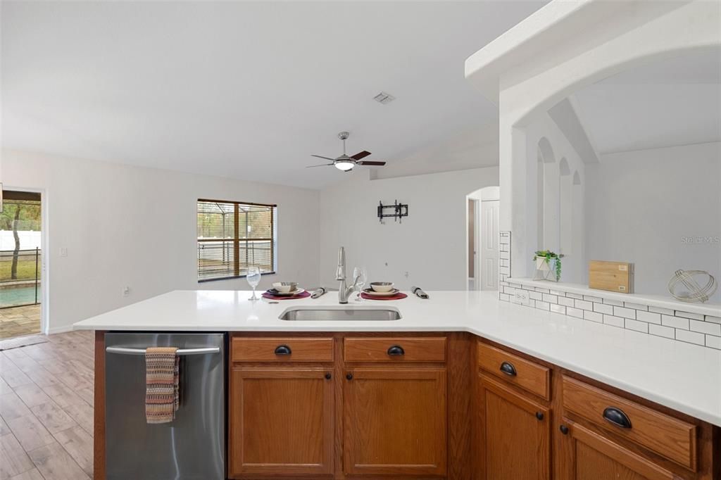 This kitchen has an abundance of counter top space