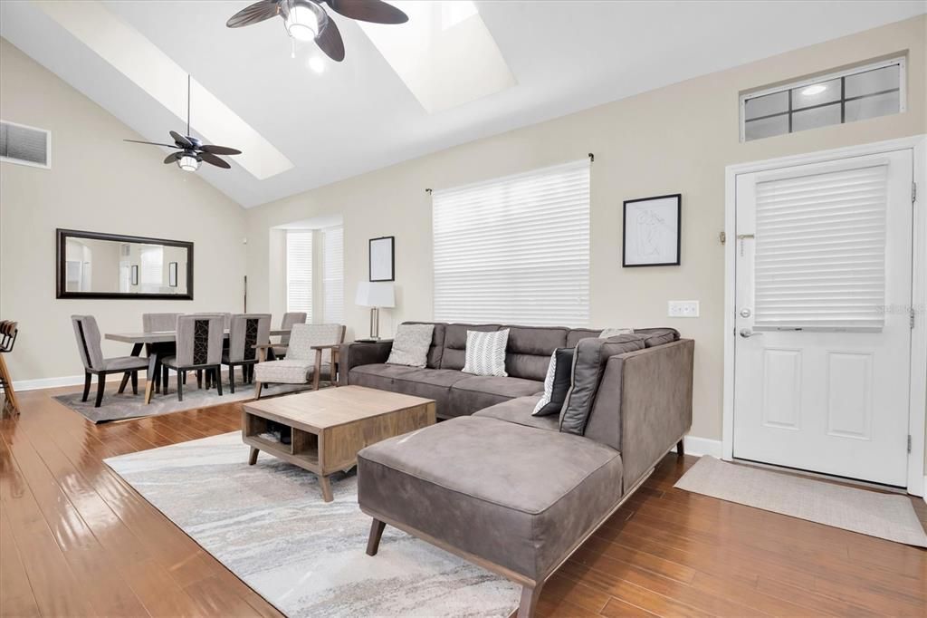 Living room and dining room