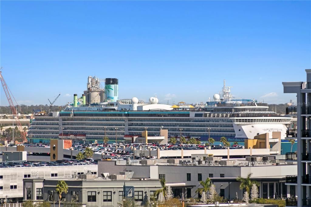 The cruise ships are seen in Port from your wrap around terrace!