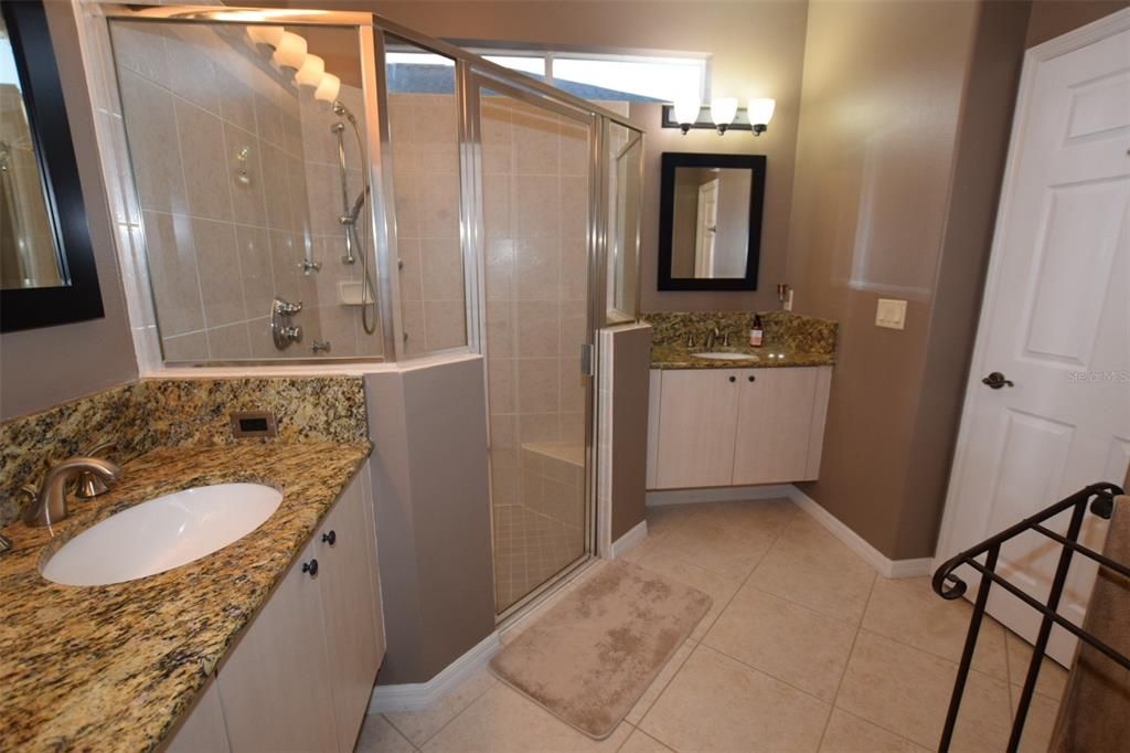 Having 2 separate  sinks and vanities make for a happy" home and a relaxed experience....