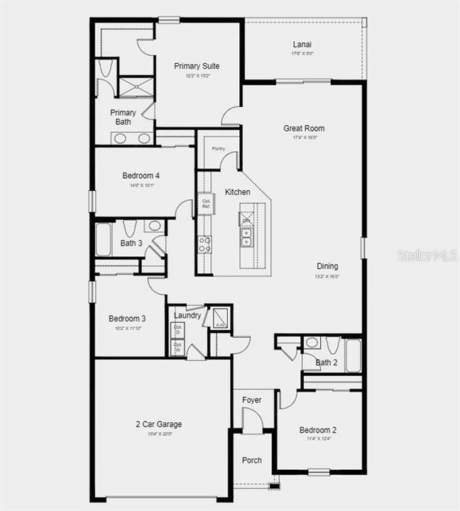 Floor Plan - Structural options added include: covered lanai and 3rd car garage