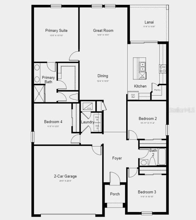 Floor Plan - Structural options added include: covered lanai