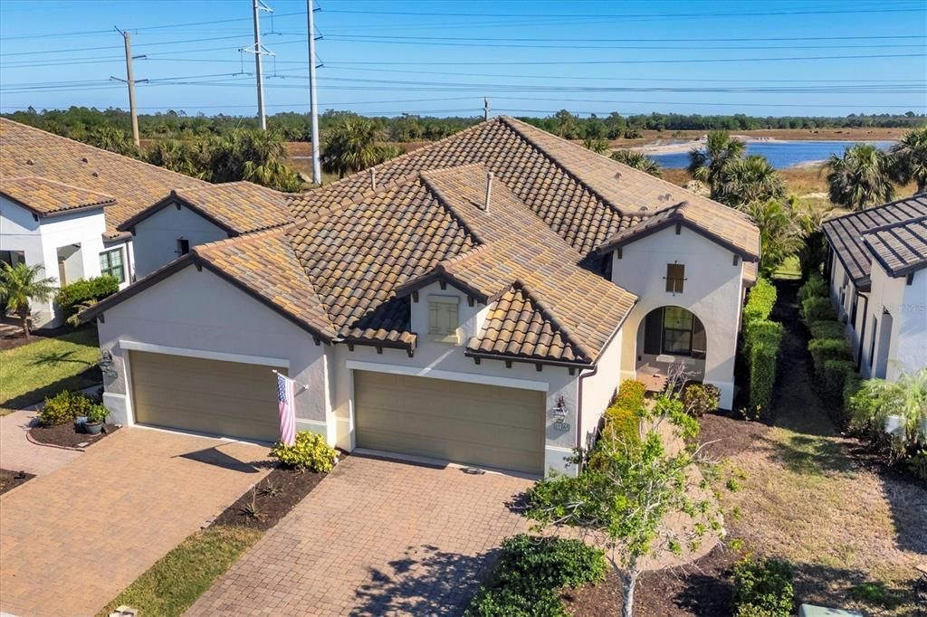 Villa overlooks pond