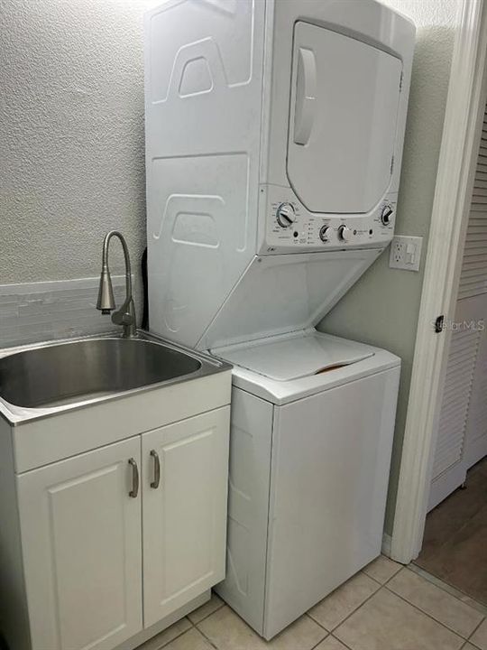 Stackable Washer & Dryer in Bathroom