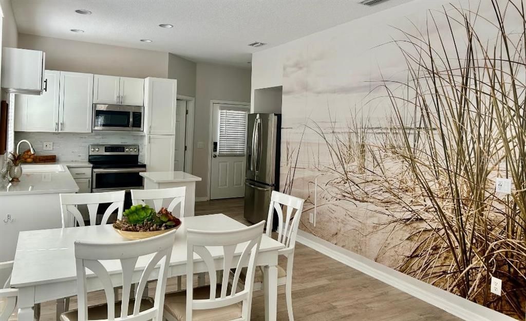 Serene Beach Scene Wall in Dining Room