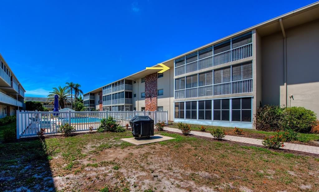 #44 has a perfect view of the sparkling pool from the large lanai, great room and bedrooms. Whip up your favorite meal poolside on the community BBQ and enjoy!