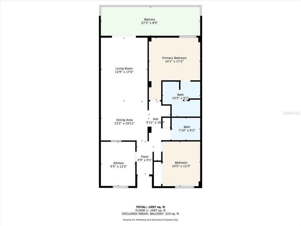 For Sale: $330,000 (2 beds, 2 baths, 1136 Square Feet)