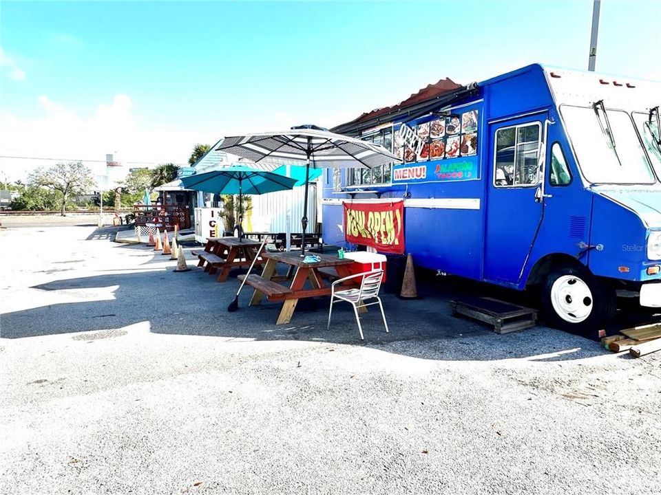 Food truck and benches are included