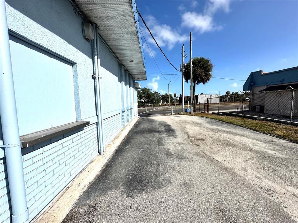 Drive-through window, currently boarded up