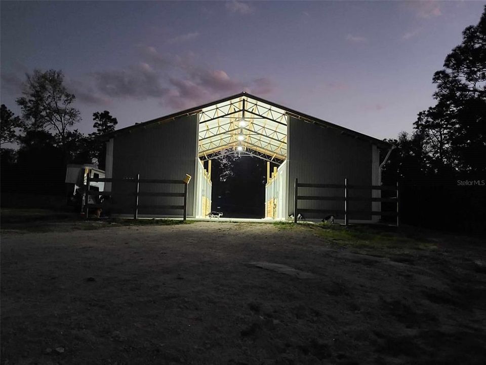 LED lights in barn