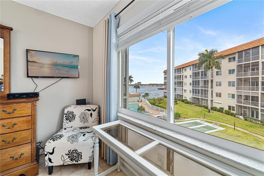 Bedroom view of the water