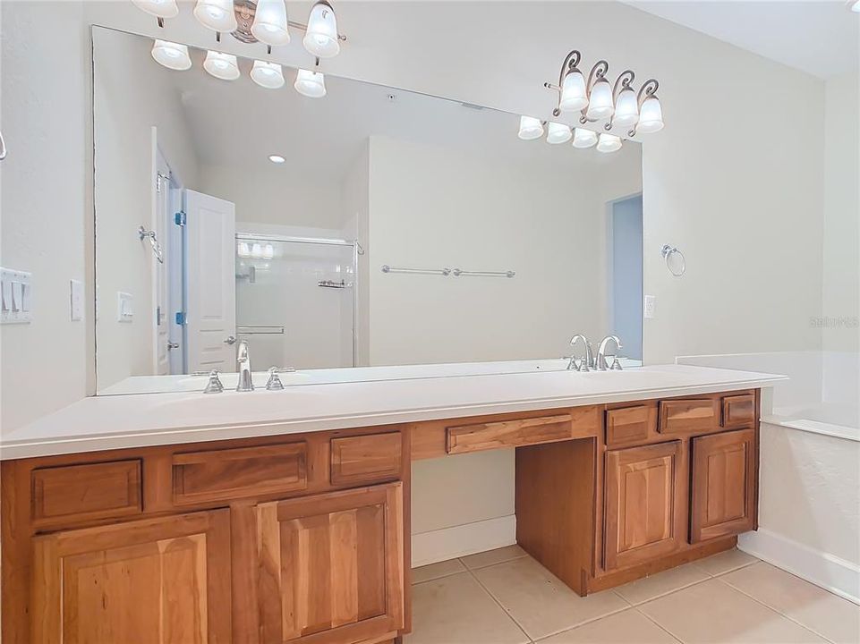 Showing the double sink vanity.