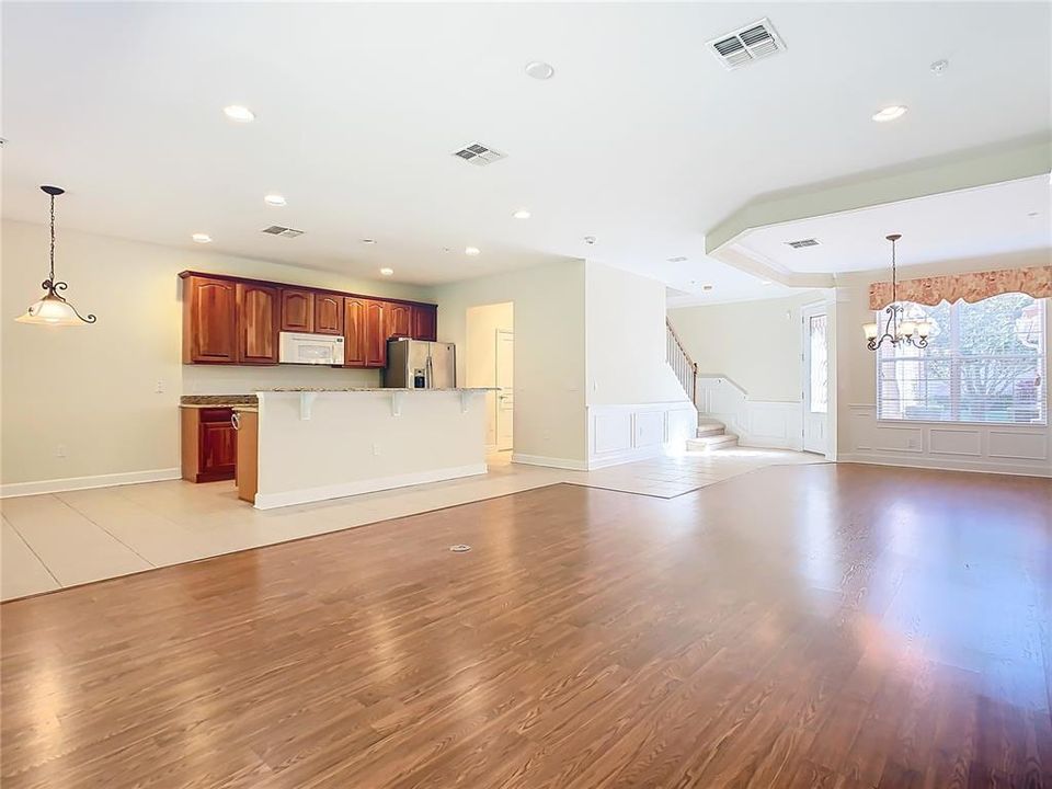 Tile and laminate flooring will make the heavily traveled areas easy to clean.