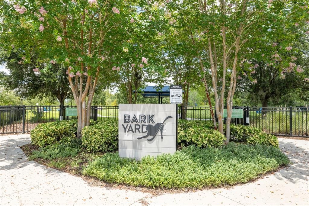 Bark Yard Dog park w/ separate spaces for large and small dogs.