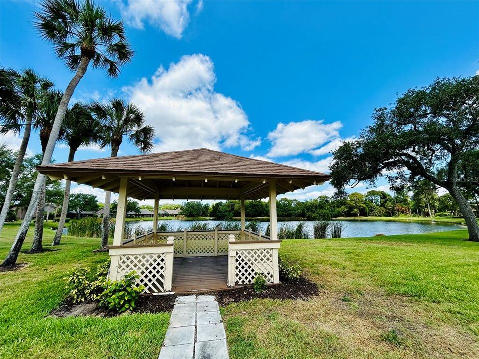 Community gazebo steps away.