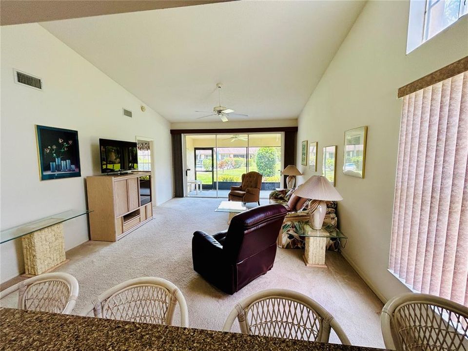 From kitchen looking into living room