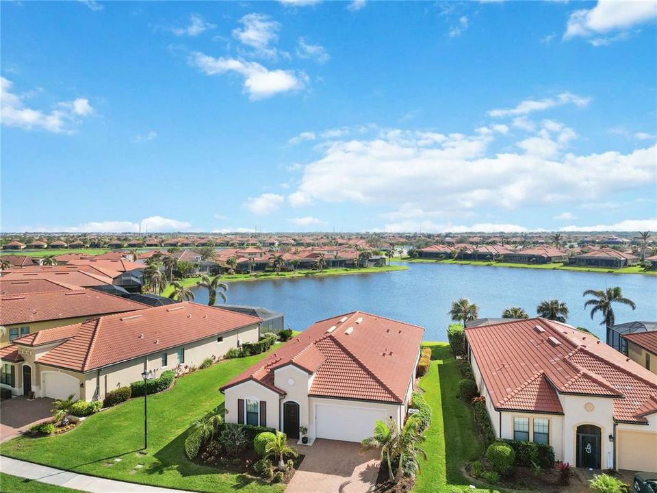 Aerial View of home over water