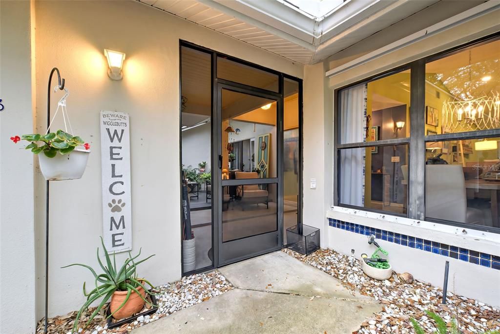 This door opens into a unique courtyard.