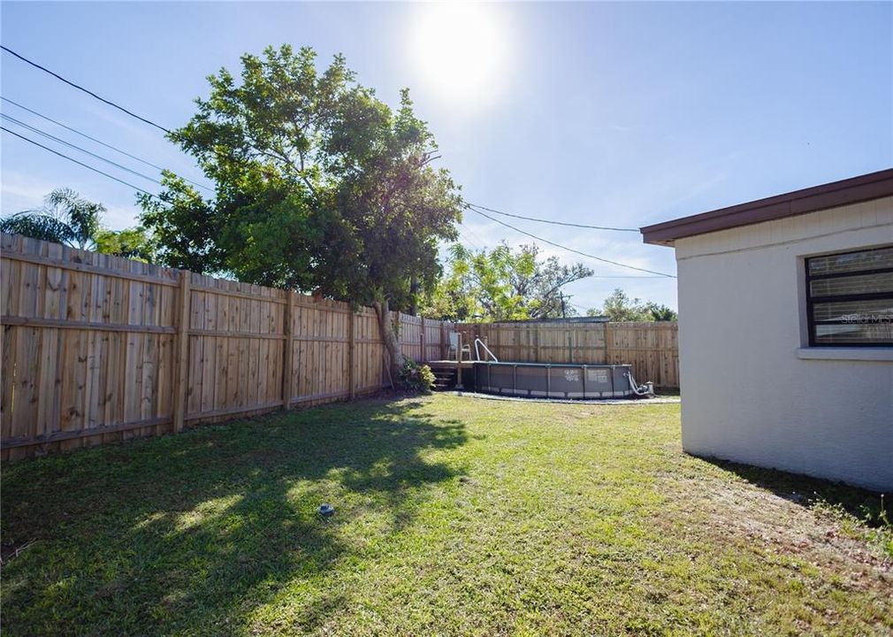 Large fenced in backyard