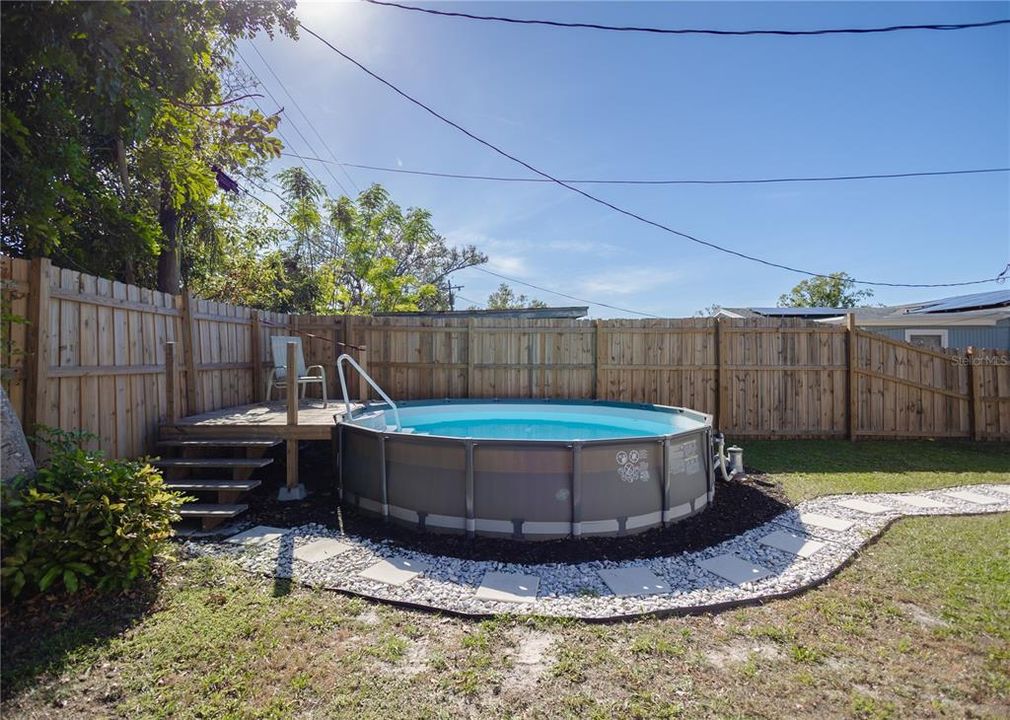 Deck to access the above ground pool