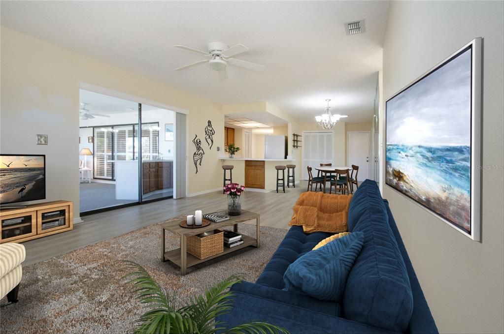 Staged family room/ dinette area