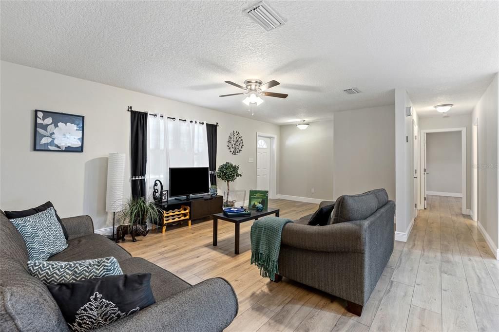 Living room , split floor plan