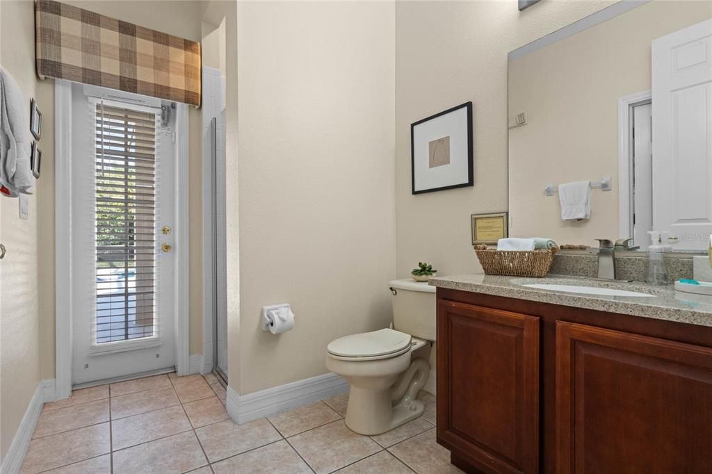 En-suite bathroom in bedroom #3 downstairs (this bathroom also has direct pool access)