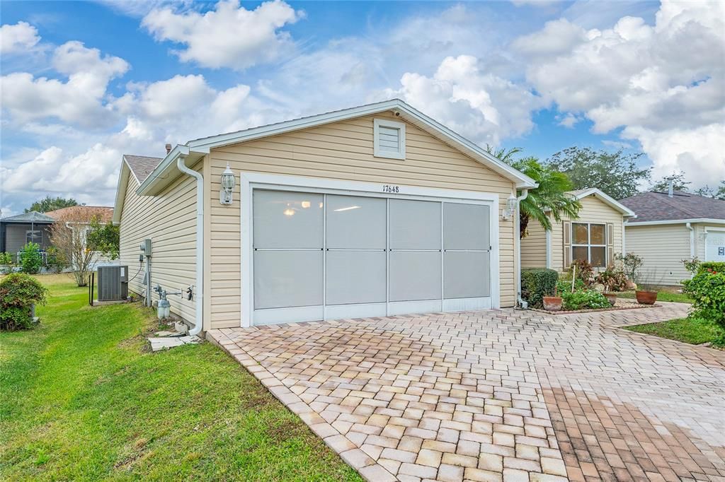 2 Car Garage - door open with screen pulled